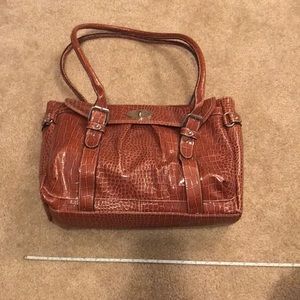 New pat and brown faux leather stone pattern